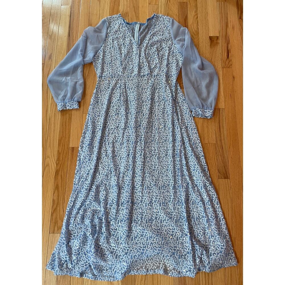 Portland made sheer floral‎ sequined  gown- size small